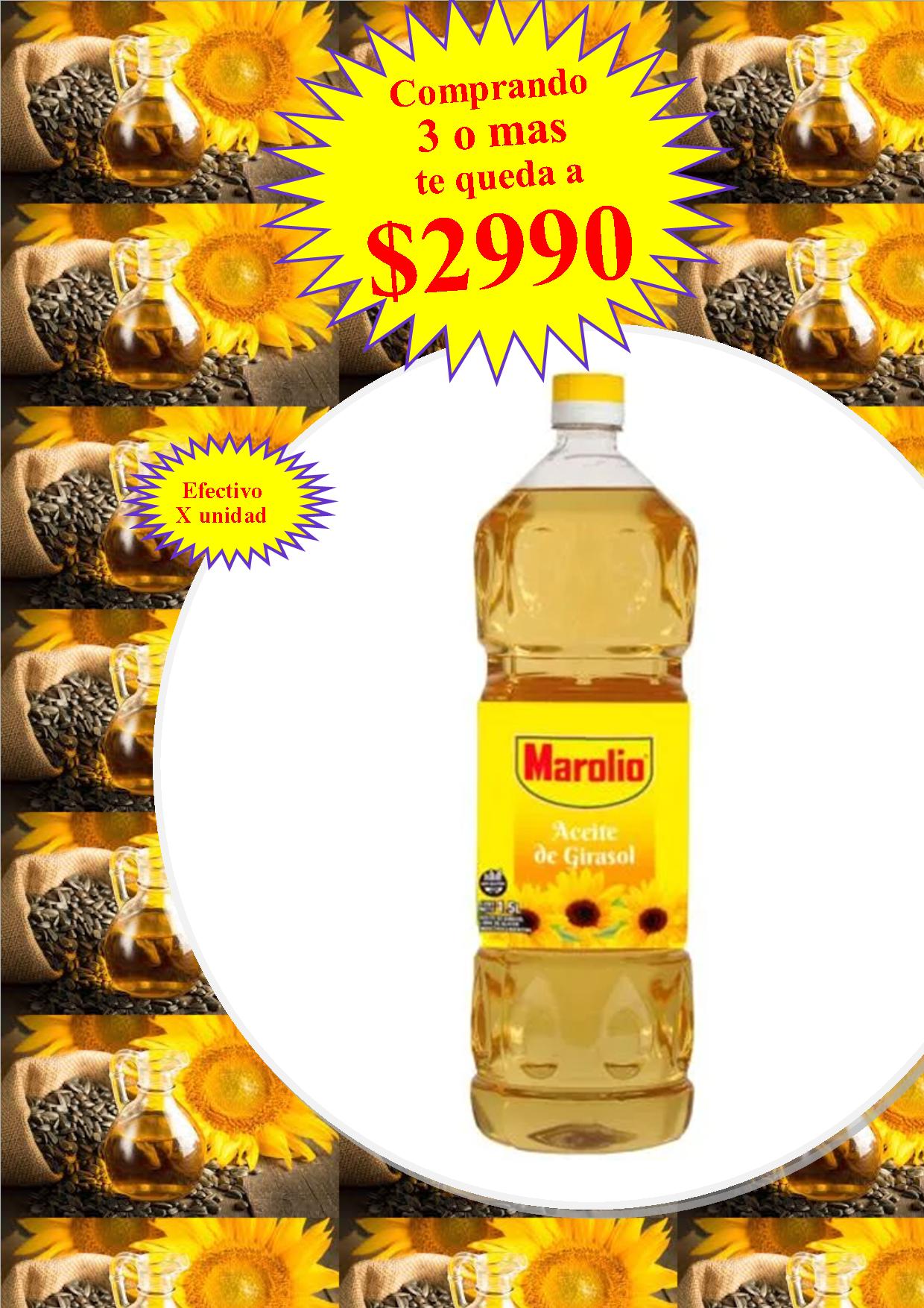 ACEITE MAROLIO GIRASOL 900CC (comprando 3 o más precio mayorista)